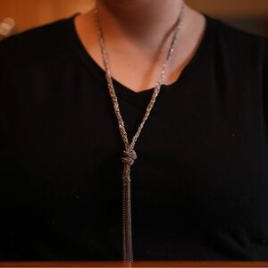 Silver Knot Tassel Necklace